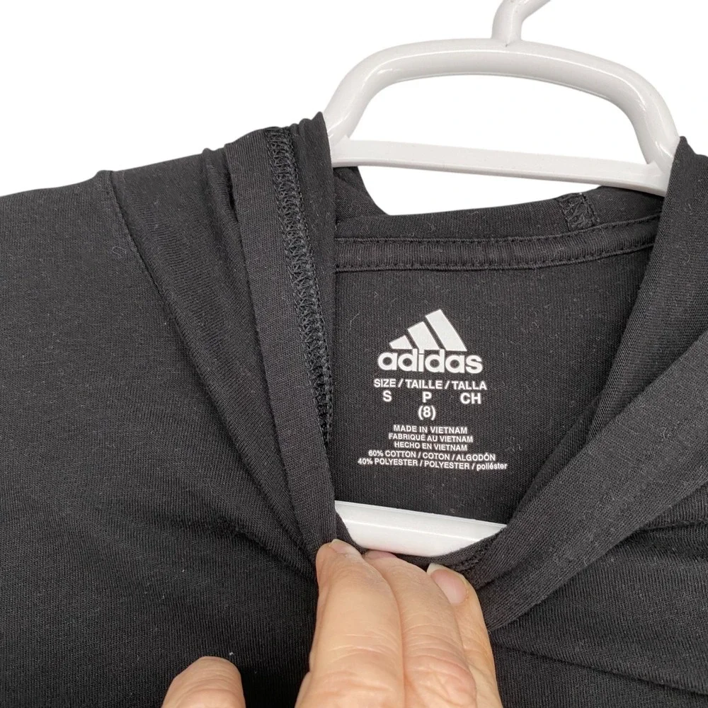 Adidas Hoodie Long Sleeve Rainbow Logo Black Top Activewear‎ Kids Size S